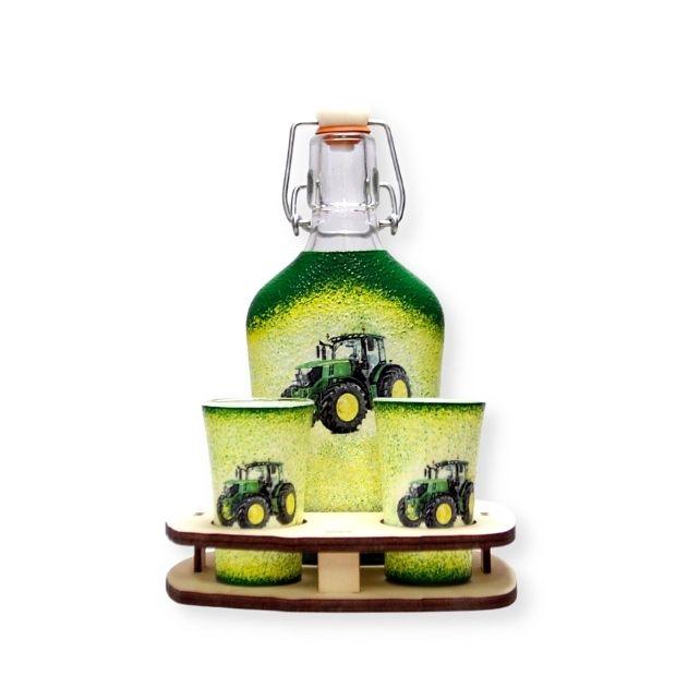 John Deere Traktoros kis italkészlet csatosüveggel