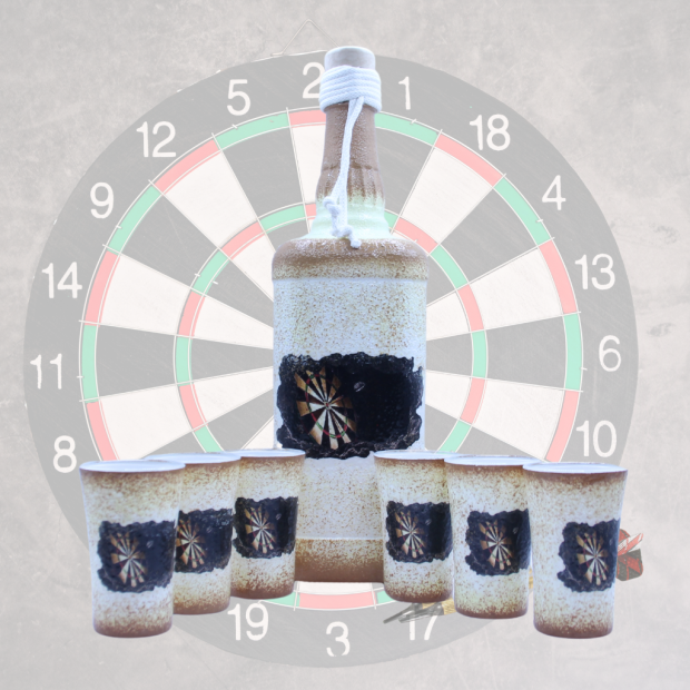 Pálinkázó készlet darts motívummal férfiaknak